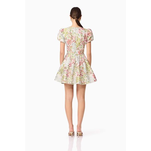 ELLIATT Calaantha Puff Sleeve Mini Dress in Floral Wedding Guest size S NWT - Picture 4 of 7